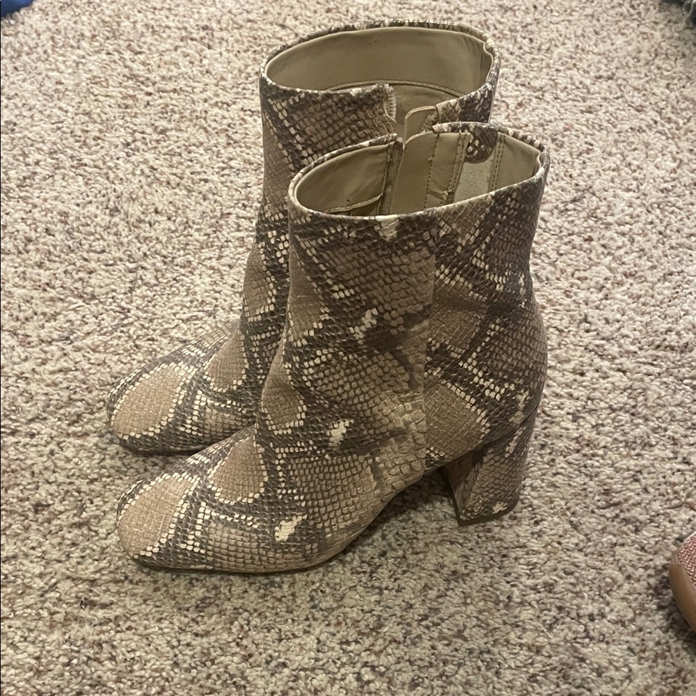 Snakeskin Pattern Ankle Boots